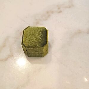 Olive Green Velvet Ring Box